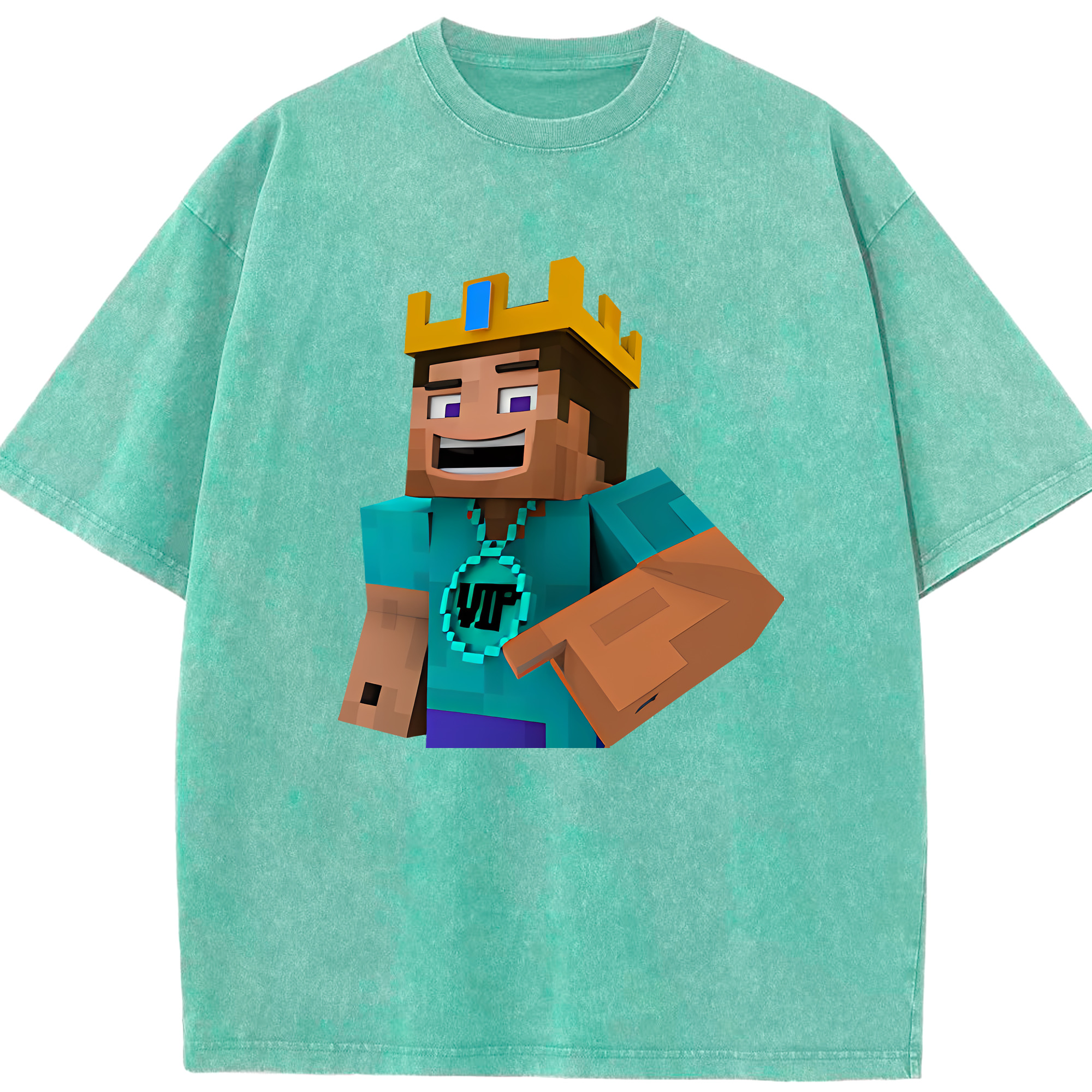 （画像用） マインクラフト ブロックの世界 Minecraft MC Block world 綿100% ヴィンテージ風 半袖Tシャツ（フロントプリント）
